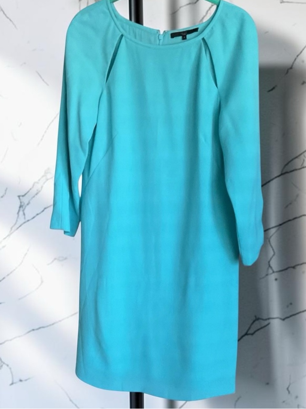 Tibi Turquoise Shift Dress w/Cutouts, P2P:18”, L:33”, NWOT